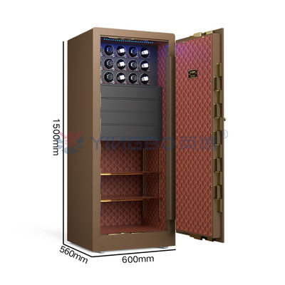 Solid Steel Bruin Sieraden Safe Biometrische vingerafdruk slot H1500mm Luxe Horloge kluisjes