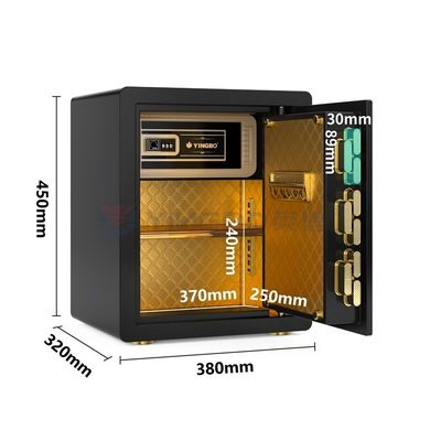 Vingerafdruk slot Smart Home kluis Dubbel alarm 26kg ((Zwart)