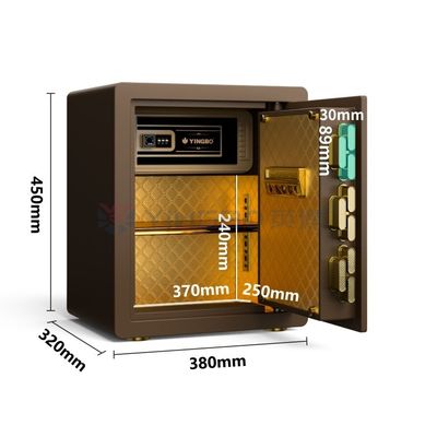 H450MM Vingerafdruk slot kluis voor huisbeveiliging (Koffie)