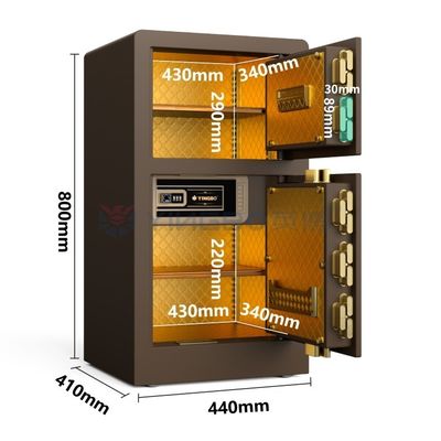 Double Door Custom Safe Box Fingerprint Lock H31.5in YB/RS-80D Koffie