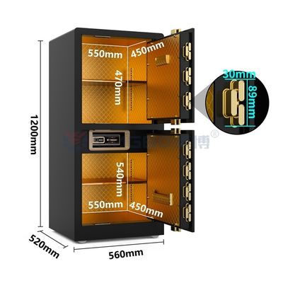 H1200mm Dual Alarm Doppeldeurs huis kluis Biometrische kluis Zwart