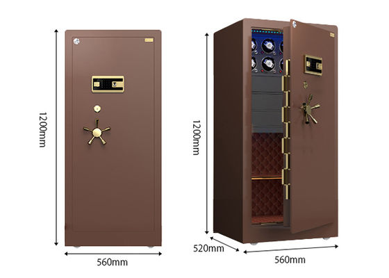 Double Alarm Solid Steel Jewelry Watch Winder Safes With 7 Open Ways
