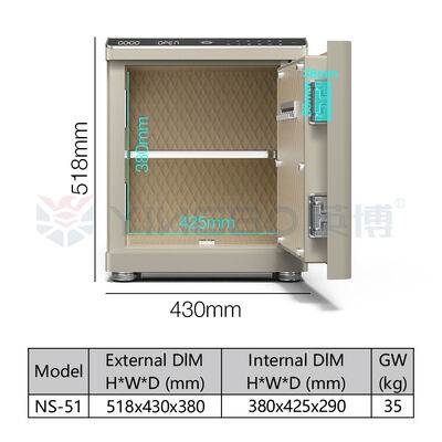 Biometrische slimme kluis van massief staal met dubbel alarm, USB-poort en LED-verlichting