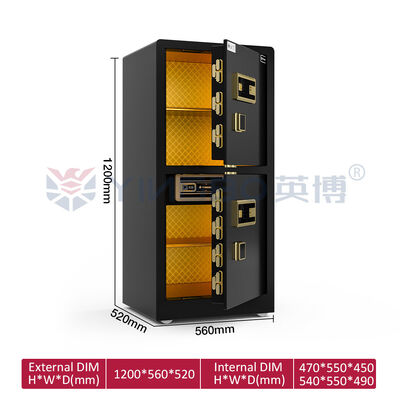 Gepatenteerde dubbele rijen bouten dubbele deur dubbel alarm thuiskluis YB/RS-120D zwart